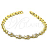 Pulsera Elegante 03.283.0131.08 Oro Laminado, Diseño de Gota, con Blanca Zirconia Cubica, Pulido, Tono Dorado (05 MM Thickness, 8 Inches Length)