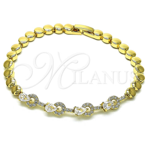 Pulsera Elegante 03.283.0131.08 Oro Laminado, Diseño de Gota, con Blanca Zirconia Cubica, Pulido, Tono Dorado (05 MM Thickness, 8 Inches Length)