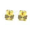 Arete Dormilona 02.210.0664 Oro Laminado, Diseño de Arco, con Blanca Micro Pave, Pulido, Tono Dorado
