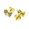Arete Dormilona 02.210.0664 Oro Laminado, Diseño de Arco, con Blanca Micro Pave, Pulido, Tono Dorado