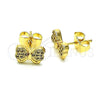 Arete Dormilona 02.210.0664 Oro Laminado, Diseño de Arco, con Blanca Micro Pave, Pulido, Tono Dorado