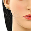 Arete Dormilona 02.210.0664.1 Oro Laminado, Diseño de Arco, con Multicolor Micro Pave, Pulido, Tono Dorado