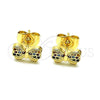 Arete Dormilona 02.210.0664.1 Oro Laminado, Diseño de Arco, con Multicolor Micro Pave, Pulido, Tono Dorado