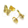 Arete Dormilona 02.210.0666 Oro Laminado, Diseño de Mariposa, con Blanca Micro Pave, Pulido, Tono Dorado