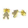 Arete Dormilona 02.210.0667 Oro Laminado, con Blanca Micro Pave, Pulido, Tono Dorado