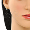 Arete Dormilona 02.210.0667.1 Oro Laminado, con Multicolor Micro Pave, Pulido, Tono Dorado