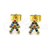 Arete Dormilona 02.210.0667.1 Oro Laminado, con Multicolor Micro Pave, Pulido, Tono Dorado