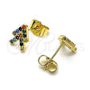 Arete Dormilona 02.210.0667.1 Oro Laminado, con Multicolor Micro Pave, Pulido, Tono Dorado