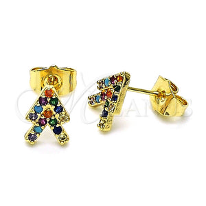 Arete Dormilona 02.210.0667.1 Oro Laminado, con Multicolor Micro Pave, Pulido, Tono Dorado