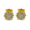 Arete Dormilona 02.210.0668 Oro Laminado, Diseño de Flor, con Blanca Micro Pave, Pulido, Tono Dorado