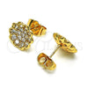 Arete Dormilona 02.210.0668 Oro Laminado, Diseño de Flor, con Blanca Micro Pave, Pulido, Tono Dorado
