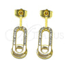 Arete Colgante 02.210.0669 Oro Laminado, Diseño de Paperclip y Corazón, con Blanca Micro Pave, Pulido, Tono Dorado