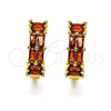 Argolla Huggie 02.210.0673.2.15 Oro Laminado, Diseño de Baguette, con Granate Zirconia Cubica, Pulido, Tono Dorado