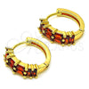 Argolla Huggie 02.210.0673.2.15 Oro Laminado, Diseño de Baguette, con Granate Zirconia Cubica, Pulido, Tono Dorado
