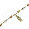Pulsera de Dije 03.351.0157.08 Oro Laminado, Diseño de Guadalupe, Diamantado, Tres Tonos (04 MM Thickness, 8 Inches Length)