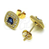 Arete Dormilona 02.344.0082.2 Oro Laminado, Diseño de Cluster, con Zafiro Azul and Blanca Zirconia Cubica, Pulido, Tono Dorado