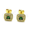 Arete Dormilona 02.344.0082.4 Oro Laminado, Diseño de Cluster, con Verde Zirconia Cubica and Blanca Micro Pave, Pulido, Tono Dorado