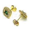 Arete Dormilona 02.344.0082.4 Oro Laminado, Diseño de Cluster, con Verde Zirconia Cubica and Blanca Micro Pave, Pulido, Tono Dorado