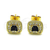 Arete Dormilona 02.344.0082.5 Oro Laminado, con Negro Zirconia Cubica and Blanca Micro Pave, Pulido, Tono Dorado