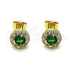 Arete Dormilona 02.344.0081.4 Oro Laminado, Diseño de Cluster, con Verde and Blanca Zirconia Cubica, Pulido, Tono Dorado