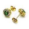 Arete Dormilona 02.344.0081.4 Oro Laminado, Diseño de Cluster, con Verde and Blanca Zirconia Cubica, Pulido, Tono Dorado