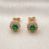Arete Dormilona 02.344.0081.4 Oro Laminado, Diseño de Cluster, con Verde and Blanca Zirconia Cubica, Pulido, Tono Dorado