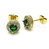 Arete Dormilona 02.344.0081.4 Oro Laminado, Diseño de Cluster, con Verde and Blanca Zirconia Cubica, Pulido, Tono Dorado