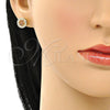 Arete Dormilona 02.344.0076.6 Oro Laminado, Diseño de Flor, con Granate and Blanca Zirconia Cubica, Pulido, Tono Dorado