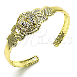 Aro Individual 07.253.0029 Oro Laminado, Diseño de Mariposa y Corazón, con Blanca Zirconia Cubica, Pulido, Tono Dorado (05 MM Thickness, One size fits all)