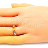 Anillo Multi Piedra 01.253.0041 Oro Laminado, Diseño de Ojo Griego, con Blanca Zirconia Cubica, Esmaltado Azul, Tono Dorado (One size fits all)