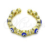 Anillo Multi Piedra 01.253.0041 Oro Laminado, Diseño de Ojo Griego, con Blanca Zirconia Cubica, Esmaltado Azul, Tono Dorado (One size fits all)