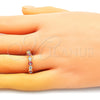 Anillo Multi Piedra 01.253.0041.1 Oro Laminado, Diseño de Ojo Griego, con Blanca Zirconia Cubica, Esmaltado Rojo, Tono Dorado (One size fits all)