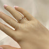 Anillo Multi Piedra 01.253.0041.1 Oro Laminado, Diseño de Ojo Griego, con Blanca Zirconia Cubica, Esmaltado Rojo, Tono Dorado (One size fits all)