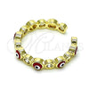 Anillo Multi Piedra 01.253.0041.1 Oro Laminado, Diseño de Ojo Griego, con Blanca Zirconia Cubica, Esmaltado Rojo, Tono Dorado (One size fits all)