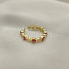 Anillo Multi Piedra 01.253.0041.1 Oro Laminado, Diseño de Ojo Griego, con Blanca Zirconia Cubica, Esmaltado Rojo, Tono Dorado (One size fits all)