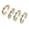 Anillo Multi Piedra 01.253.0041.2 Oro Laminado, Diseño de Ojo Griego, con Blanca Zirconia Cubica, Esmaltado Azul claro, Tono Dorado (One size fits all)