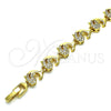 Pulsera Elegante 03.210.0152.08 Oro Laminado, Diseño de Delfín, con Blanca Micro Pave, Pulido, Tono Dorado (07 MM Thickness, 8 Inches Length)