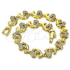 Pulsera Elegante 03.210.0152.08 Oro Laminado, Diseño de Delfín, con Blanca Micro Pave, Pulido, Tono Dorado (07 MM Thickness, 8 Inches Length)