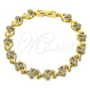 Pulsera Elegante 03.210.0152.08 Oro Laminado, Diseño de Delfín, con Blanca Micro Pave, Pulido, Tono Dorado (07 MM Thickness, 8 Inches Length)
