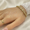 Pulsera Elegante 03.210.0153.07 Oro Laminado, Diseño de Mariposa, con Blanca Micro Pave, Pulido, Tono Dorado (09 MM Thickness, 7 Inches Length)
