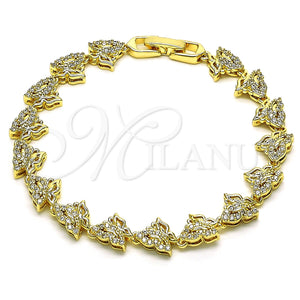 Pulsera Elegante 03.210.0153.07 Oro Laminado, Diseño de Mariposa, con Blanca Micro Pave, Pulido, Tono Dorado (09 MM Thickness, 7 Inches Length)