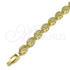 Pulsera Elegante 03.210.0155.07 Oro Laminado, Diseño de Ojo Griego, con Blanca Micro Pave, Pulido, Tono Dorado (07 MM Thickness, 7 Inches Length)