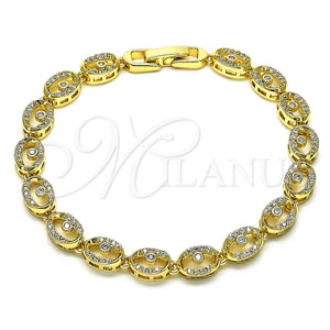 Pulsera Elegante 03.210.0155.07 Oro Laminado, Diseño de Ojo Griego, con Blanca Micro Pave, Pulido, Tono Dorado (07 MM Thickness, 7 Inches Length)
