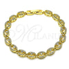 Pulsera Elegante 03.210.0155.07 Oro Laminado, Diseño de Ojo Griego, con Blanca Micro Pave, Pulido, Tono Dorado (07 MM Thickness, 7 Inches Length)