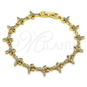 Pulsera Elegante 03.210.0156.08 Oro Laminado, Diseño de Libélula, con Blanca Micro Pave, Pulido, Tono Dorado (10 MM Thickness, 8 Inches Length)