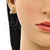 Arete Dormilona 02.213.0370 Oro Laminado, Diseño de Elefante, con Negro Micro Pave, Pulido, Tono Dorado