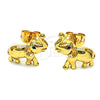 Arete Dormilona 02.213.0370 Oro Laminado, Diseño de Elefante, con Negro Micro Pave, Pulido, Tono Dorado