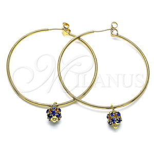 Argolla Grande 02.63.2736.50 Oro Laminado, con Zafiro Azul Cristal, Pulido, Tono Dorado