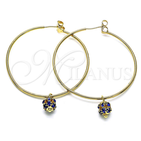 Argolla Grande 02.63.2736.50 Oro Laminado, con Zafiro Azul Cristal, Pulido, Tono Dorado