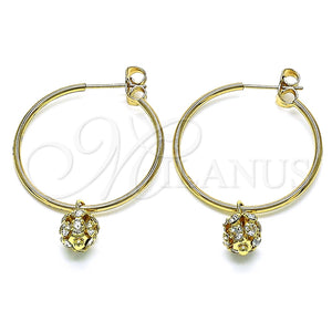 Argolla Mediana 02.63.2736.2.30 Oro Laminado, con Blanca Cristal, Pulido, Tono Dorado